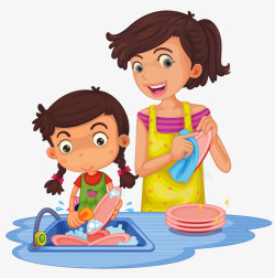 学习妈妈做家务帮妈妈洗盘子高清图片