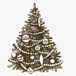 圣诞画手绘小树高清图片