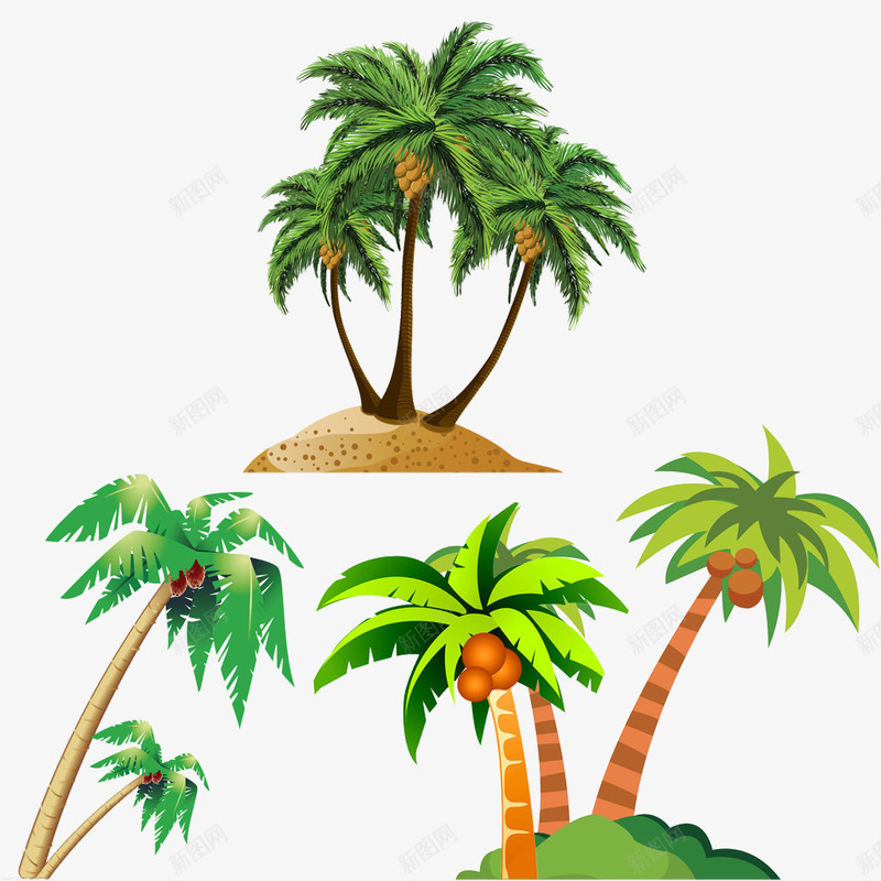 椰子树卡通png免抠素材_新图网 https://ixintu.com 卡通椰子树 图案 手绘 树木 装饰素材