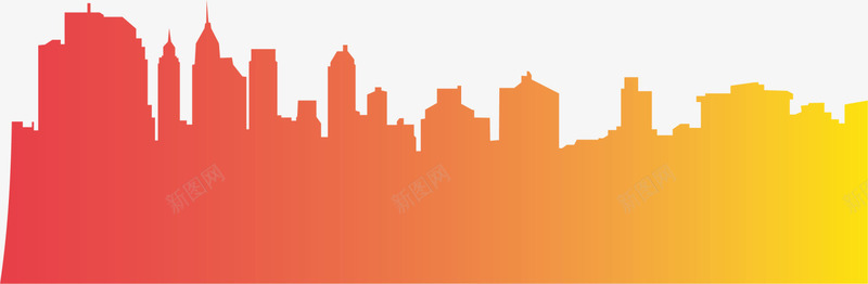 橙色渐变都市png免抠素材_新图网 https://ixintu.com 大厦 橙色都市 渐变城市 简约都市 装饰图案 闪耀都市
