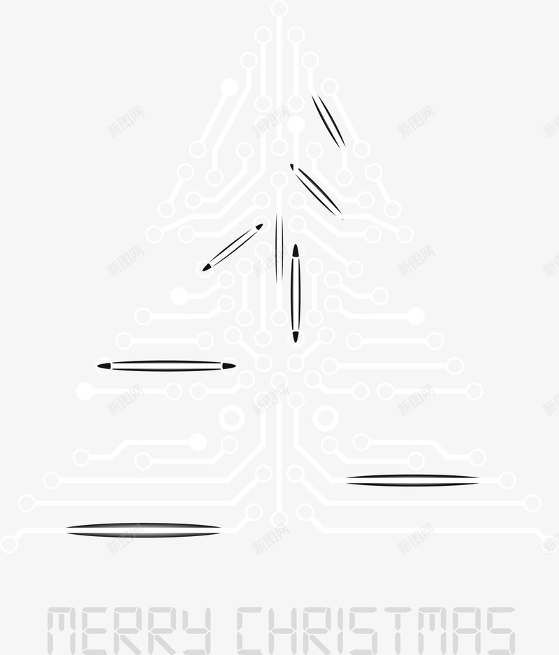 白色电路线条圣诞树png免抠素材_新图网 https://ixintu.com Christma Christmas 圣诞树 圣诞节Merry 接线图 电路板 白色树木 科技圣诞树