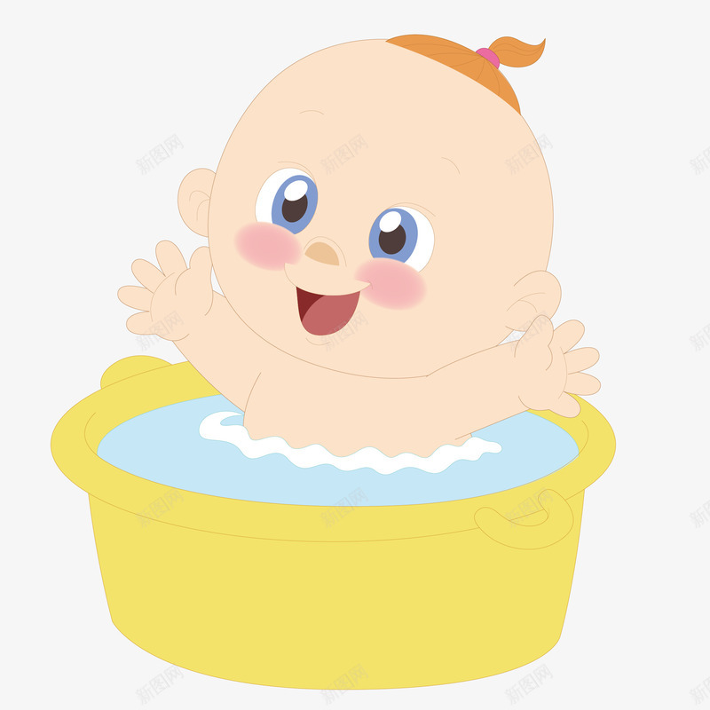 手绘卡通婴儿洗澡png免抠素材_新图网 https://ixintu.com 卡通 婴儿 手绘 洗澡