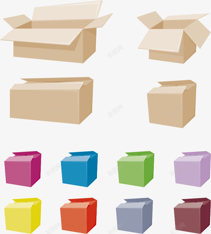 彩色纸箱纸盒png免抠素材_新图网 https://ixintu.com 包装 包装盒模板 快递包装 纸盒 纸箱 纸箱设计
