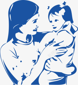 手绘山手绘抱着婴儿的妇女高清图片