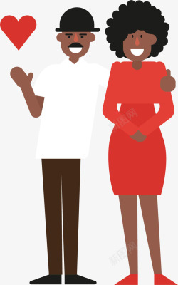 夫妻插画外国黑人夫妇矢量图高清图片