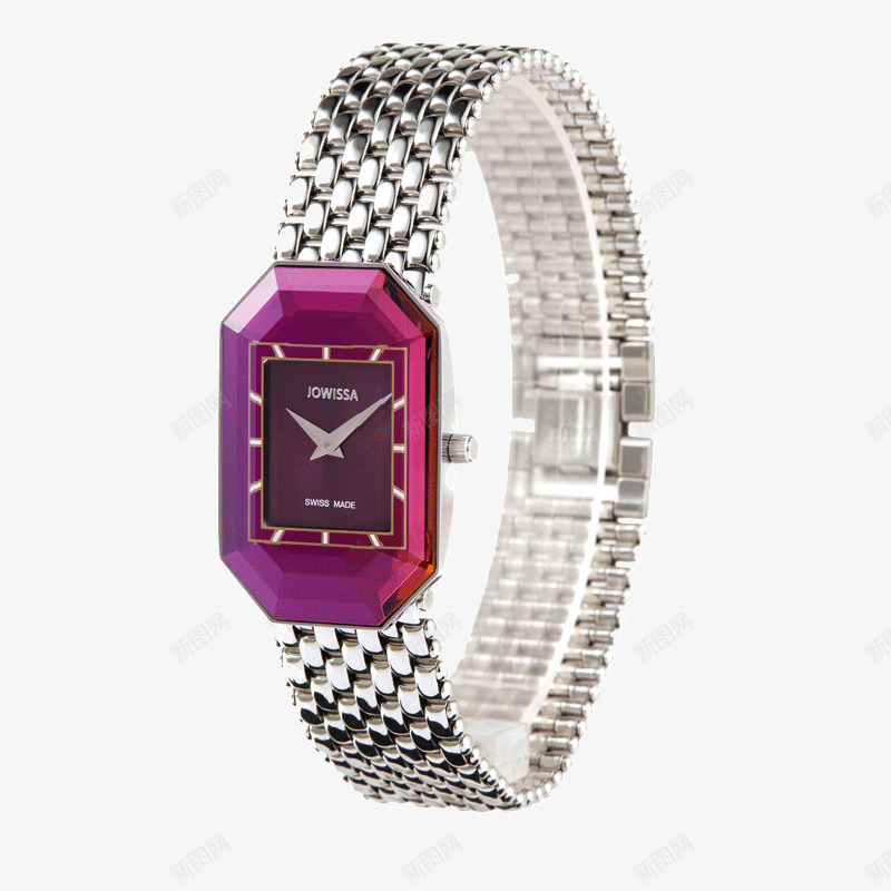 瑞士表左薇莎方形手表png免抠素材_新图网 https://ixintu.com 复古款女表 时尚女表 潮流时装表 钢带紫色手表