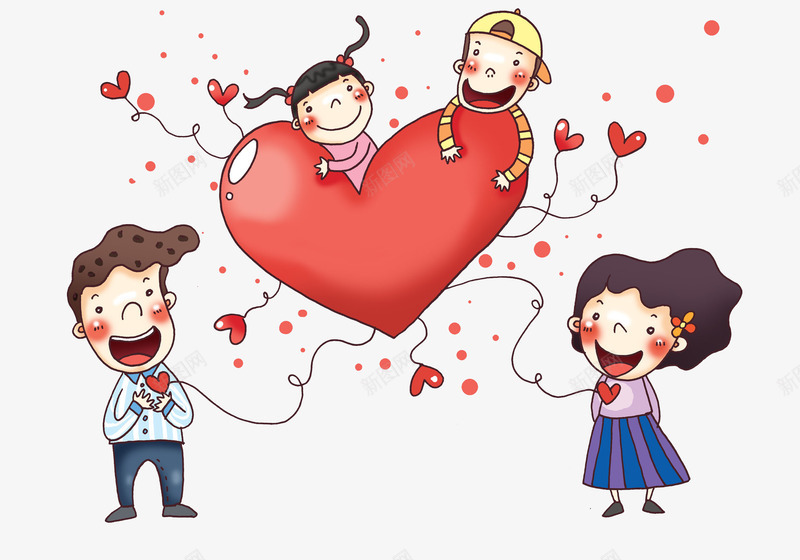 传递爱心png免抠素材_新图网 https://ixintu.com 传情 卡通 可爱的 小孩子 爱心 红色的 高兴地