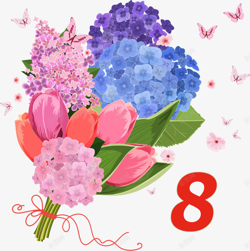 一束鲜花png免抠素材_新图网 https://ixintu.com 一束花 各种颜色的花 数字8和花 鲜花