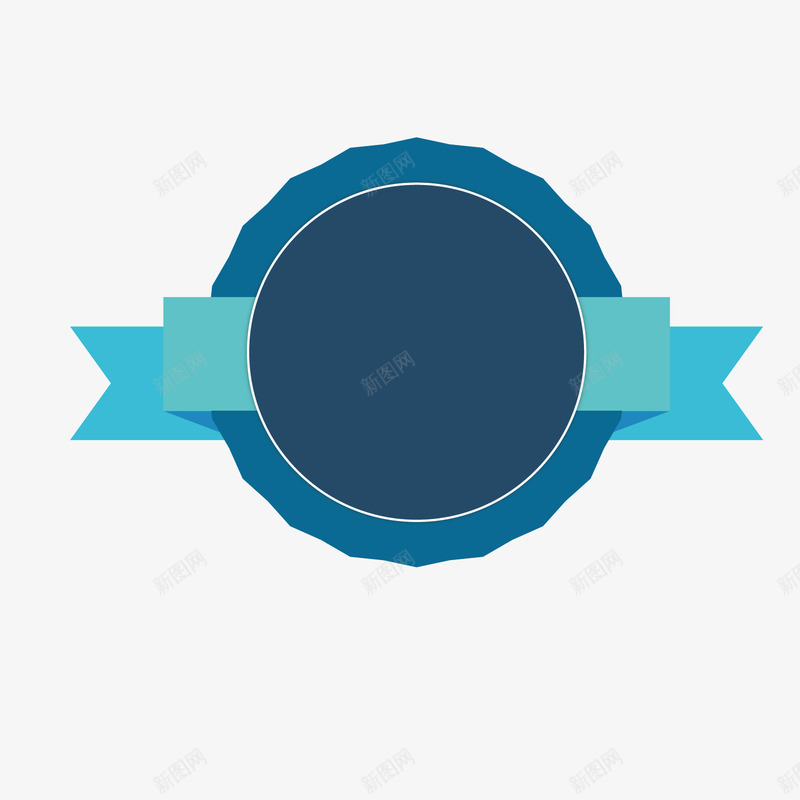 蓝色商务标签png免抠素材_新图网 https://ixintu.com 商务 圆形 圆环 折叠 标签 蓝色