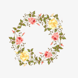 圆圈背景纹理彩色花朵植物花环元素高清图片