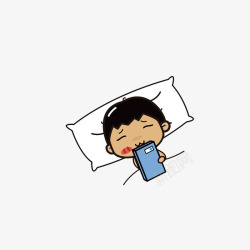 准备睡觉啦卡通抱着笔记本睡觉的小男孩高清图片