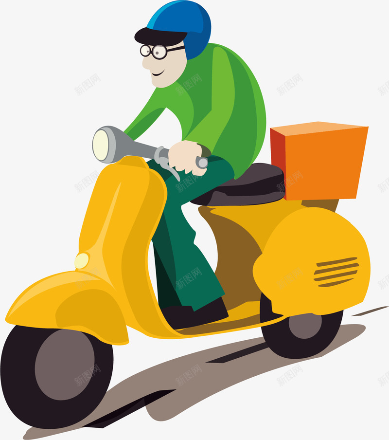 骑摩托车的快递员png免抠素材_新图网 https://ixintu.com 双轮车 工作 车 送餐