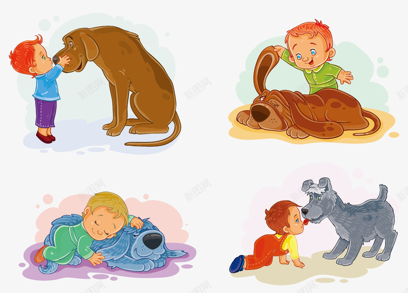 小孩与狗png免抠素材_新图网 https://ixintu.com 动物 卡通 和谐 婴儿 宠物 宠物狗 小孩 少儿 玩耍
