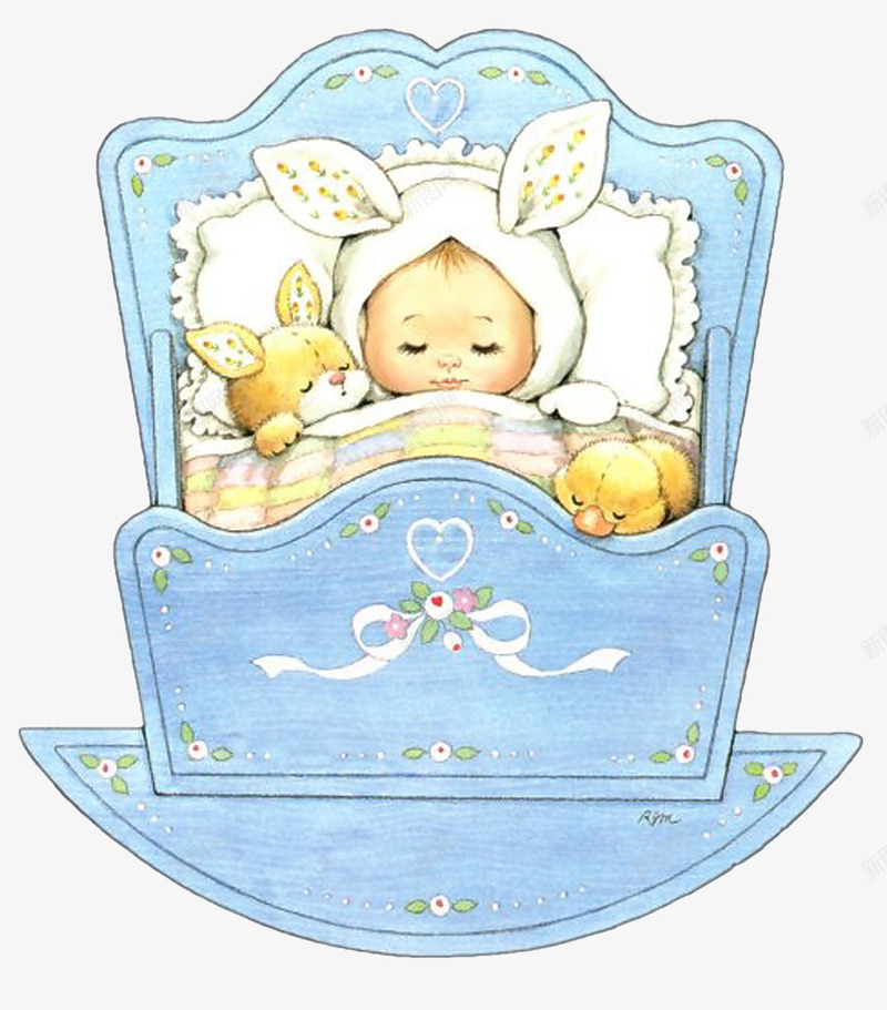 熟睡的婴儿png免抠素材_新图网 https://ixintu.com 创意 卡通 婴儿 手绘 摇篮 熟睡