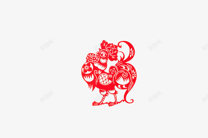 红色剪纸公鸡png免抠素材_新图网 https://ixintu.com 中国风 新年素材 红色剪纸 过年装饰 鸡年元素
