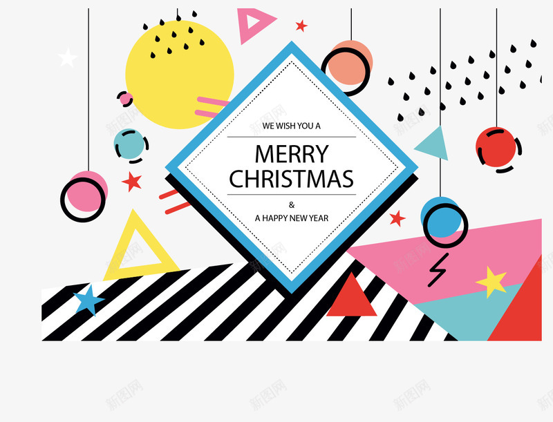 祝你圣诞快乐png免抠素材_新图网 https://ixintu.com 免扣png 免费png 几何拼接 创意几何 彩色条纹 节日卡片