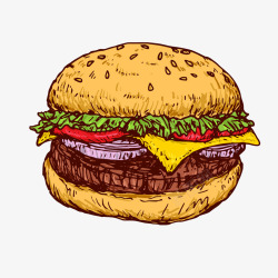 卡通水彩绘汉堡素材