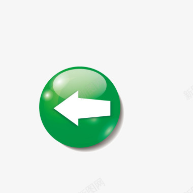 卡通绿色后退水晶按钮图标图标