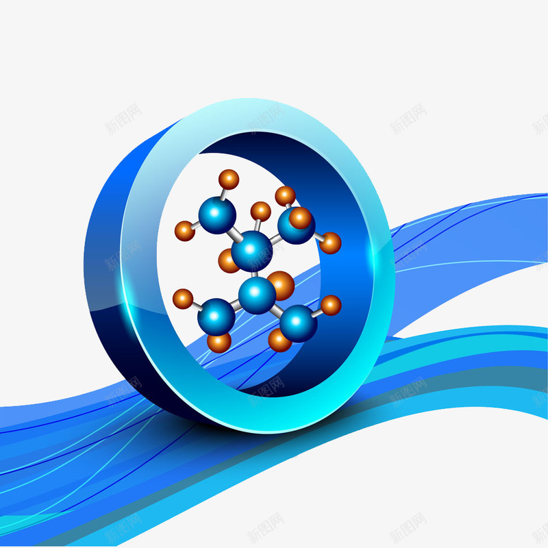 条纹里的分子结构png免抠素材_新图网 https://ixintu.com 分子机构 手绘 条纹 科学 蓝色