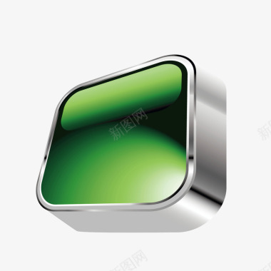 绿色立体矩形金属咨询按钮图标图标