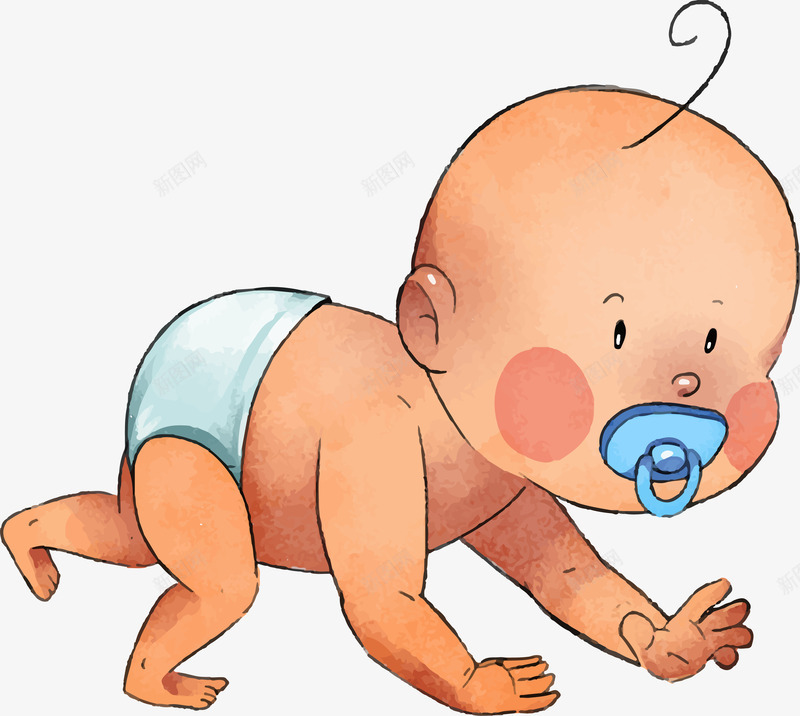 手绘婴儿装饰png免抠素材_新图网 https://ixintu.com 卡通可爱 小清新 爬行婴儿 矢量图案 裤子 设计图