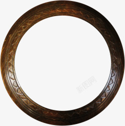 棕色花纹木质圆环素材