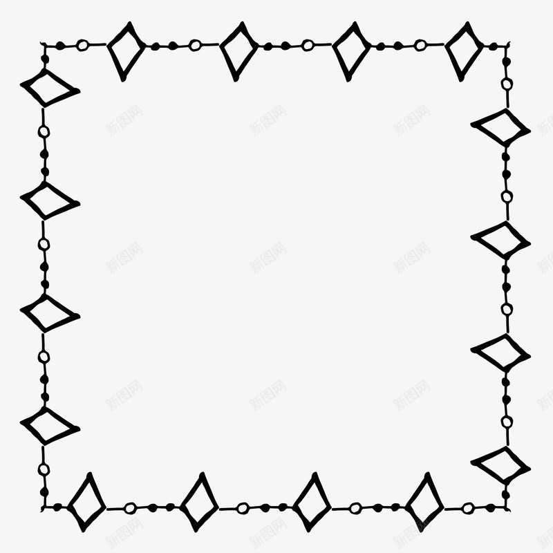 菱形图案创意边框png免抠素材_新图网 https://ixintu.com 创意 简图 简笔 线条 菱形图案 装饰 边框