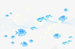 蓝色水晶小鱼背景素材