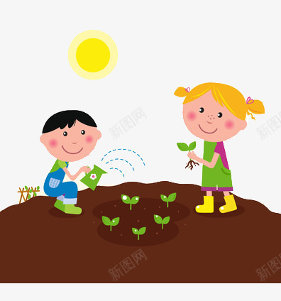 正在播种绿苗的小孩png免抠素材_新图网 https://ixintu.com 泥土 浇水 绿色