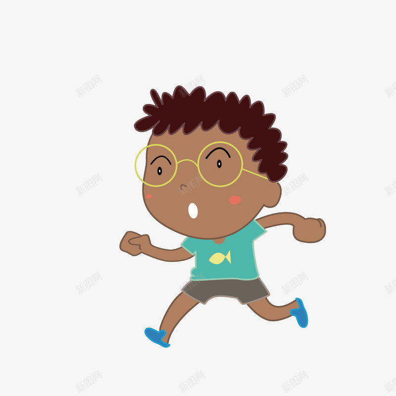 跑步的小孩png免抠素材_新图网 https://ixintu.com 小孩 戴眼镜的小孩 矢量装饰 装饰 装饰画