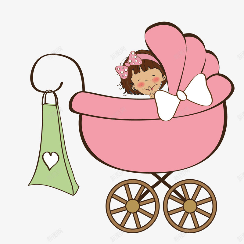 做婴儿车的女婴png免抠素材_新图网 https://ixintu.com 女婴 婴儿 小车