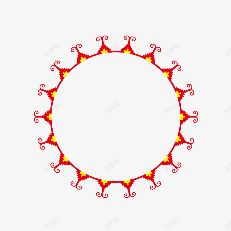 红色传统边框png免抠素材_新图网 https://ixintu.com 圆环 红色 花纹 边框