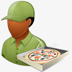 职业披萨快递员男性黑暗的图标图标