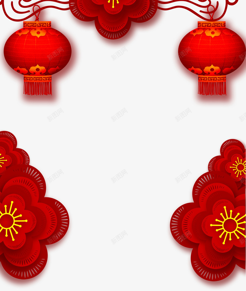 红色中国风灯笼框架png免抠素材_新图网 https://ixintu.com 中国风边框 新年 新春 春节 灯笼框架 红灯笼 过年