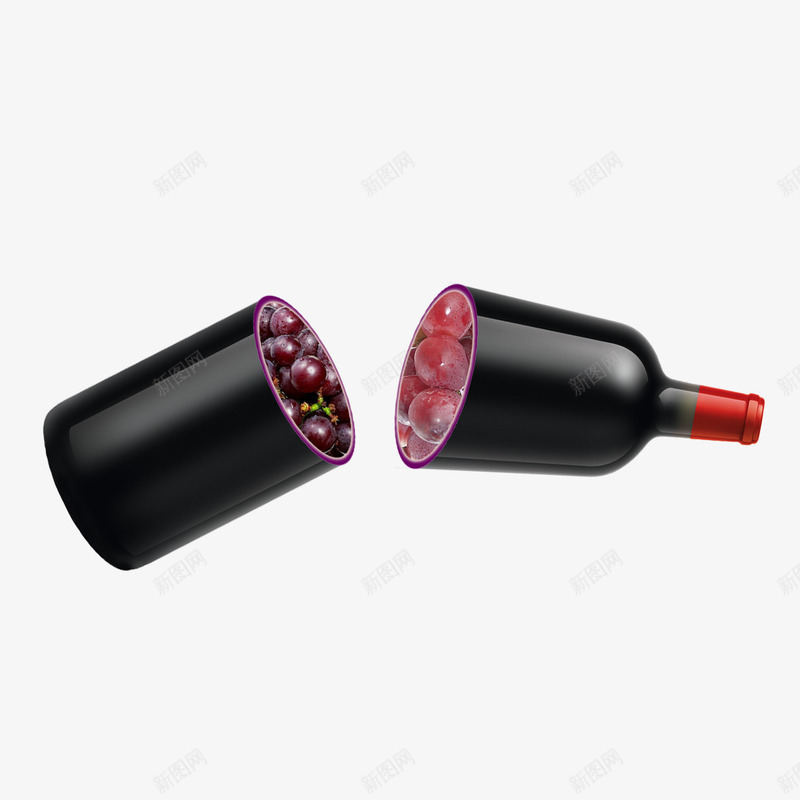 断开的红葡萄酒瓶png免抠素材_新图网 https://ixintu.com 免扣 免扣素材 创意酒瓶 红葡萄 酒瓶