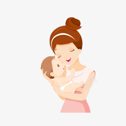 婴儿抱手绘幸福母爱场景矢量图高清图片