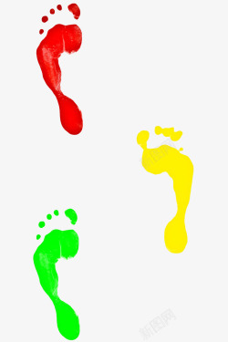 红黄绿色颜料艺术脚印素材