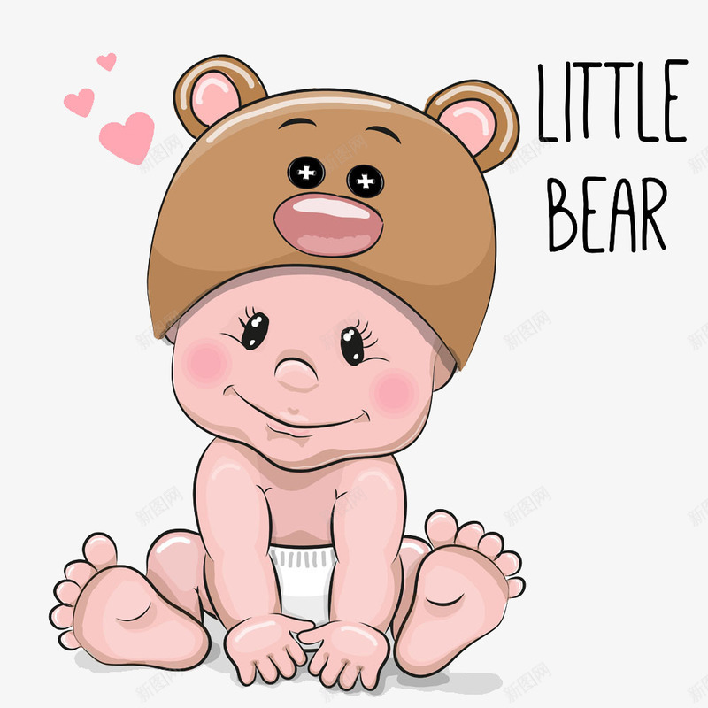 带着熊帽子的宝宝png免抠素材_新图网 https://ixintu.com 卡通宝宝 可爱宝宝 婴儿 宝宝 小熊帽子 母婴 粉色宝宝