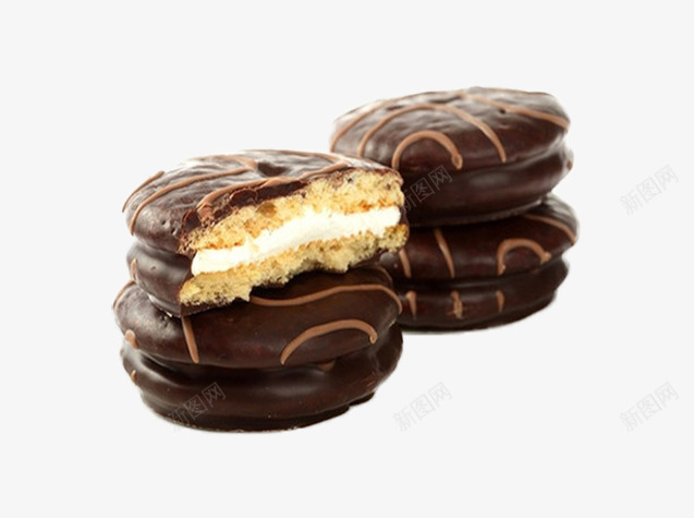 巧克力派片png免抠素材_新图网 https://ixintu.com 休闲小零食 奶油夹心 巧克力饼干 美味的巧克力派