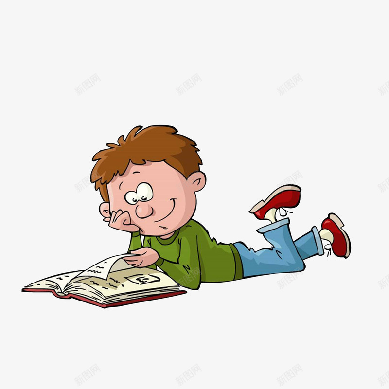 卡通躺地上看书的小男孩png免抠素材_新图网 https://ixintu.com 小男孩 认真阅读 趴着 躺地上看书 躺着的小孩