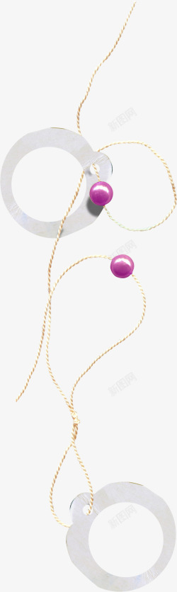 珠子圆环棕色绳子珠子剪纸圆环高清图片