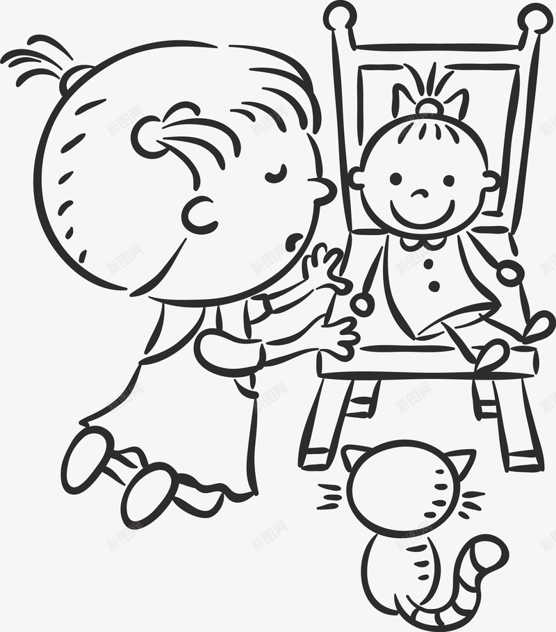 玩耍的小女孩图图标png_新图网 https://ixintu.com 儿童 儿童手绘 儿童线稿 卡通小孩 可爱的小朋友矢量 女孩 孩子 小盆友 幼儿园 手绘儿童 手绘小孩