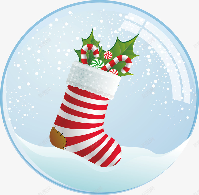 圣诞节美丽的圣诞袜水晶球png免抠素材_新图网 https://ixintu.com 圣诞水晶球 圣诞节 圣诞袜 圣诞袜水晶球 水晶球 矢量png