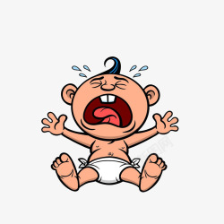大声哭喊卡通躺在地上哇哇大哭的小婴儿素高清图片