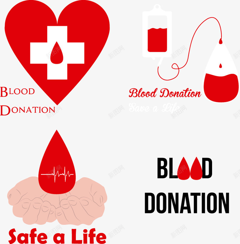 各种呼吁献血宣传元素png免抠素材_新图网 https://ixintu.com 医疗 宣传 宣传素材 献血 红色 装饰