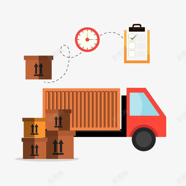 送货物的小货车png免抠素材_新图网 https://ixintu.com 创意 卡通手绘 地点 小车 快递 时间 箱子 运送 集装箱