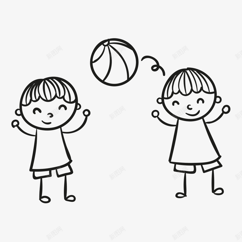 玩球的小孩子图标png_新图网 https://ixintu.com 儿童 小孩子 开心 手绘图 玩耍 球 简图 高兴