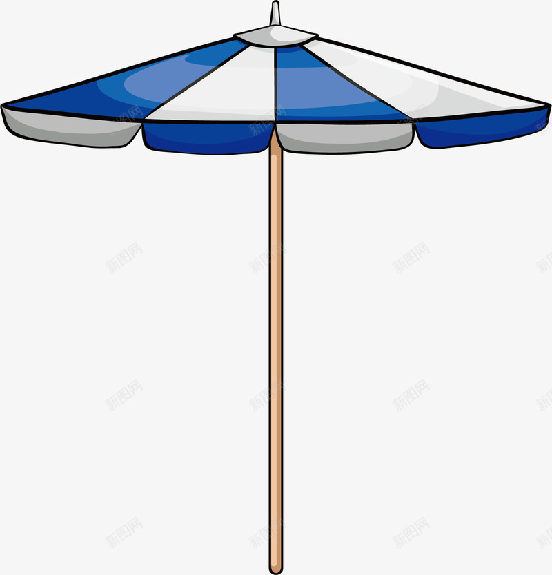 蓝白条遮阳伞png免抠素材_新图网 https://ixintu.com 海边度假 矢量素材 蓝白条纹 遮阳伞 防晒