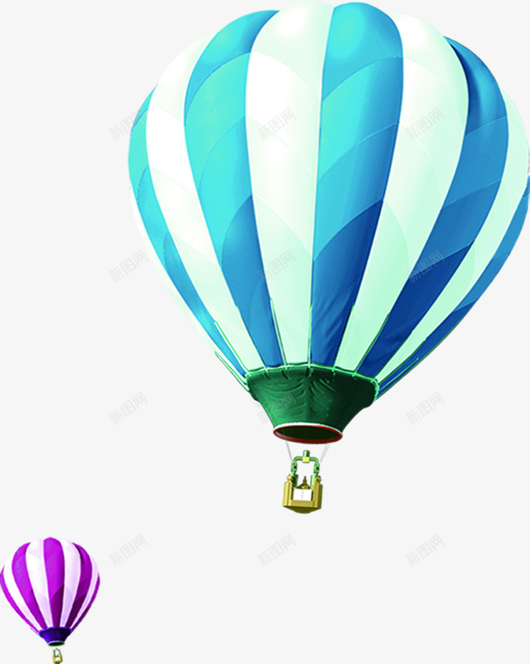 蓝色条纹手绘热气球png免抠素材_新图网 https://ixintu.com 条纹 热气球 蓝色 设计