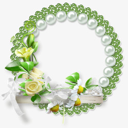 珠子圆环花叶绿色圆环高清图片